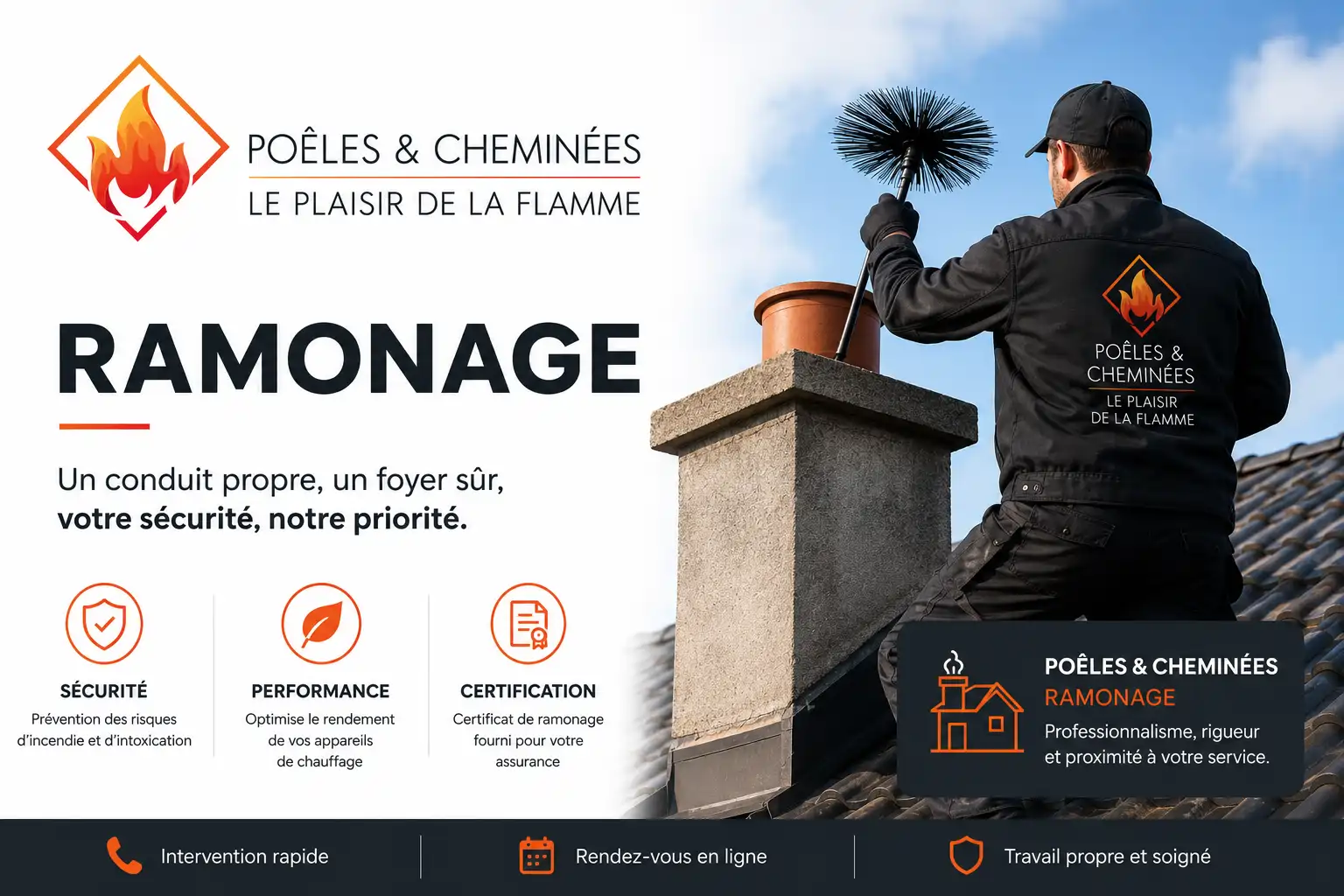 Ramonage - Entretien & sécurité 1 Ramonage de conduit de cheminée réalisé par GM Confort à Salon-de-Provence (Bouches-du-Rhône)